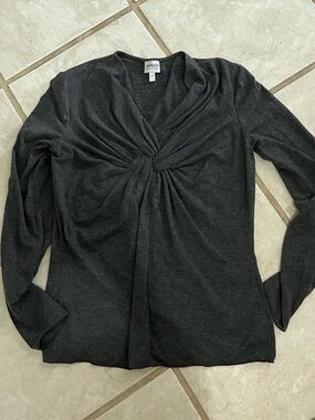 Armani Collezioni Charcoal Twist-Front Long Sleeve Top size 6